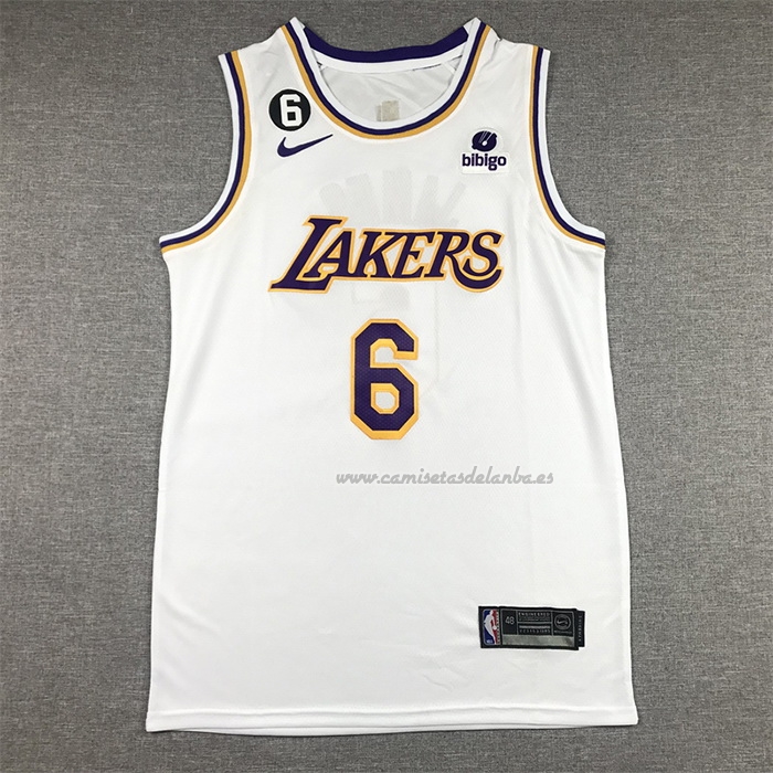 Camiseta Los Angeles Lakers LeBron James NO 6 Association 2022-23 Blanco